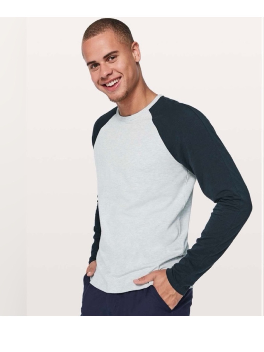 lululemon Two-Tone Raglan Long Sleeve Shirt - Light Gray & Black